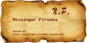 Nicsinger Piroska névjegykártya